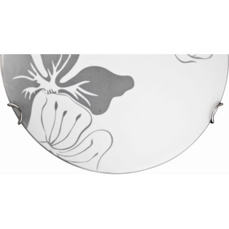 Plafonnier Candellux Iris blanc chromé 30 cm verre E27 (1/2)
