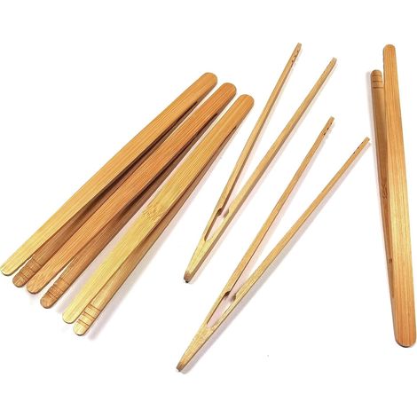 Lot de 6 Pinces à grill en bambou, 17 cm, pour BBQ coréen, Mookata Hotpot, service buffet (1/5)