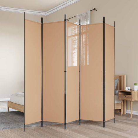 vidaXL Paravent 5 panneaux Beige 250 x 200 cm Tissu