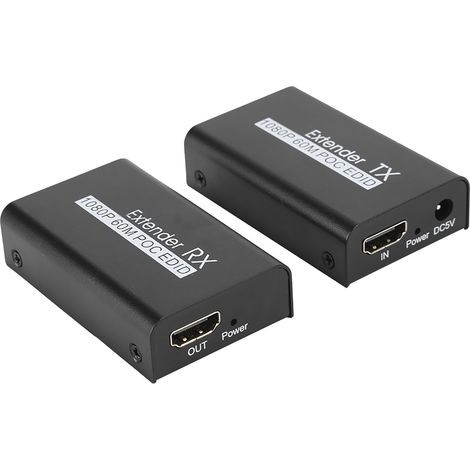 Transmetteur HDMI sur RJ45 60M avec Alimentation PoC, EDID et Port Ethernet pour Vidéo Longue Distance 100‑240V