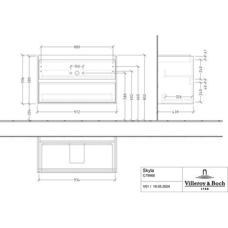 Villeroy & Boch C79900VR Lavabo US Skyla C79900 972x596x