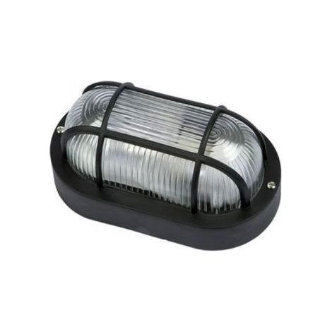 PLAFONIERA OVALE NERA IN ALLUMINIO PER ESTERNO CM 10,7X21,3X9,5 (20302)