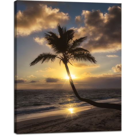 Stampa su tela Natura Palme Tramonto Sfondo 40x50 Oceano Vacanze