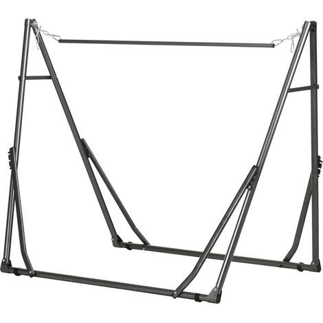 Support de hamac 2 en 1 séchoir à linge résistant intempéries noir 290x92x88 cm