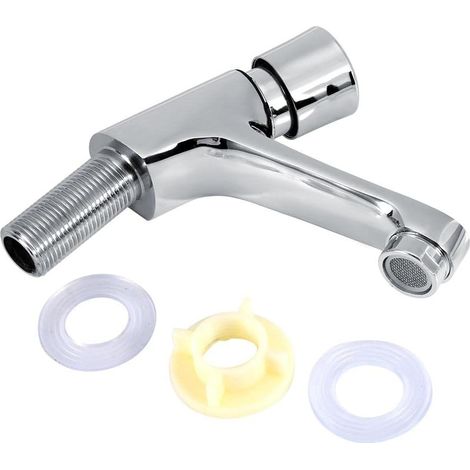 Time Delay Faucet - Bathroom Time Delay Push Button Kitchen Chrome Sink Tap Water Saving and Time Saving, Durable (1/5)
