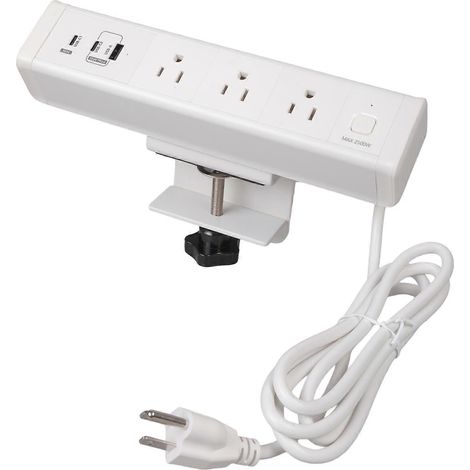 Multiprise murale à fixer sur la table de chevet, port USB-C, protection contre les surtensions à pince et prise secteur USB 3.0, adaptée à une utilisation à domicile et au bureau, prend en charge la (1/5)