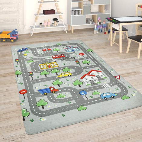 Paco Home Tappeto Bambini Cameretta Da Gioco Bebè Tappeto Bambini Stradale Da Gioco Grigio, 155x230 cm (1/4)