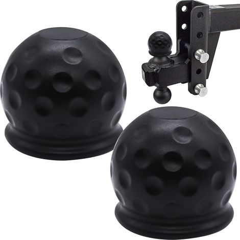 Tapones protectores de 2 piezas para enganches de remolque, tapones protectores universales, 50 mm de diámetro, cubierta de goma para enganches de remolque, coches, camiones, autocaravanas, color negr