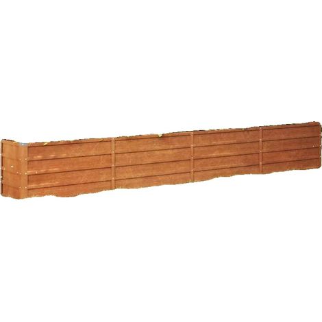 Jardin surélevé, acier corten, 320 cm de long, 40 cm de large, 45 cm de haut, finition résistante aux intempéries (1/5)