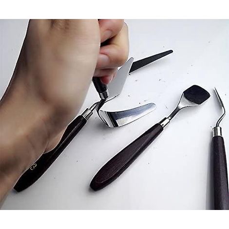 Set mit 5 Edelstahl-Palettenmessern für Ölmaler.