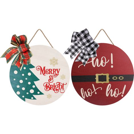 Panneau Porte En Bois - 28 Cm - Décoration De Noël Et Nouvel An - Pour Porche Extérieur Intérieur - 1 Pièce (1/5)