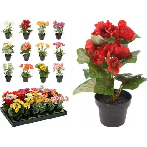 Flores artificiales decorativas en maceta de 22x11x11 cm.