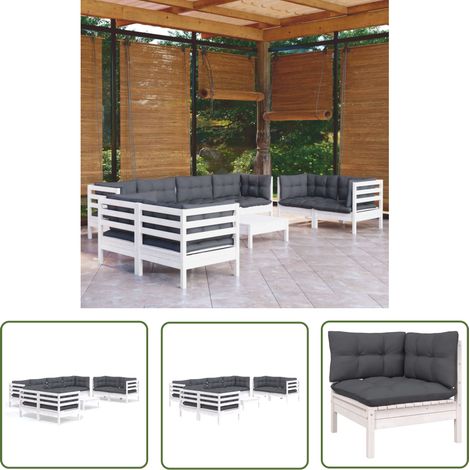 The Living Store 9-tlg. Garten-Lounge-Set mit Kissen Kiefer Massivholz - Gartenzubehör - Lounge Set - Gartenmöbel - Outdoor Möbel - Esstisch (1/5)