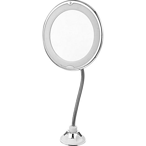 Miroir Maquillage Grossissant avec LED Lumière Et Ventouse Puissante pour Salle De Bain Miroir Cosmétique Éclairé pour Détail Visage Et Soins Précis (1/5)