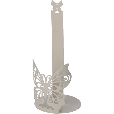 Portascottex de metal en forma de mariposa, color crema, redondo de 15 cm de diámetro y 33 cm de altura (1/3)