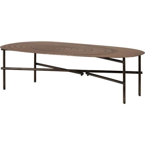 Table basse L. 120 cm plateau métal cuivré et pieds métal noir - FINN (1/5)