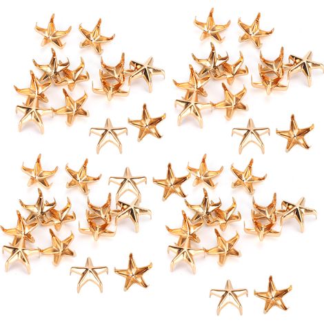 200 Clous Étoile 5 Branches pour Décorations DIY Sacs et Chapeaux, 10MM Doré (1/5)