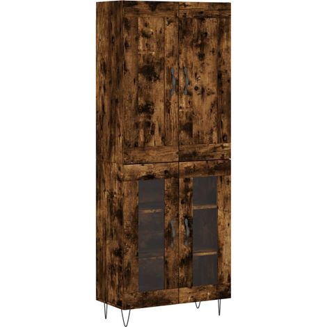 Buffet，Bahut，Meuble de Rangement haut Chêne fumé 69,5x34x180 cm Bois d'ingénierie CFW84488 (1/5)