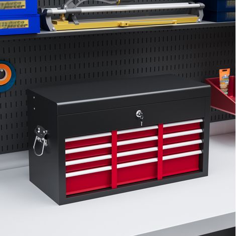 Cassetta portautensili 60x26x34 cm in acciaio rosso, 6 cassetti con serratura – MEUBLIV (1/5)