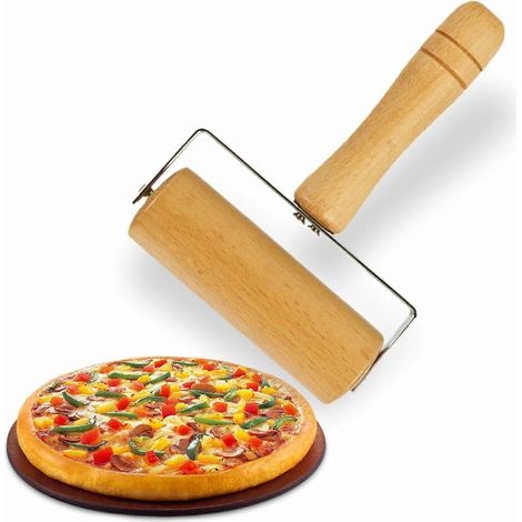 Rouleau à pâte en bois en forme de T, rouleau à pizza robuste avec poignée pour la cuisson de pizzas, pâtes, tartes, pâtisseries, croûtes à tarte et biscuits (1 pièce) (1/5)