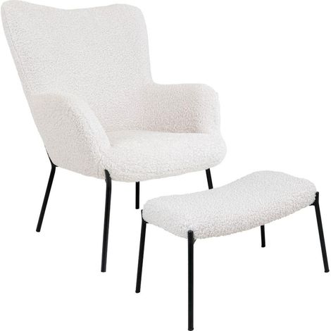 Glasgow fauteuil avec repose-pieds blanc. (1/5)
