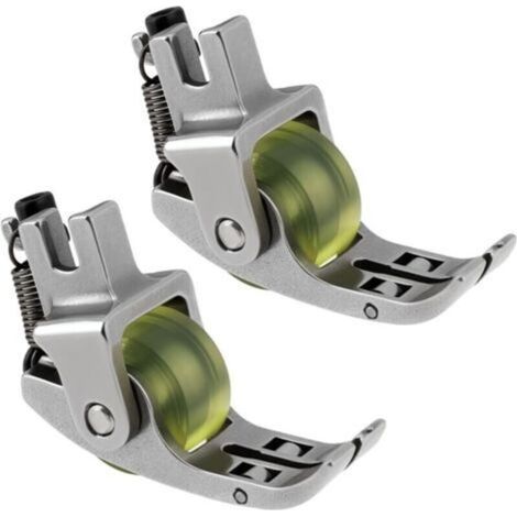 Kit de 2 pinces à pression avec roulettes en caoutchouc + 3 rouleaux de rechange – Accessoire compatible avec machines à coudre industrielles (PVC, cuir, tissu), pince étroite pour matériaux épais (1/4)