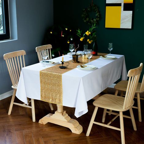 Chemin de table à paillettes 30 x 300 cm, brillant et raffiné, orné de paillettes de 3 mm, idéal pour les fêtes et les banquets. (1/5)