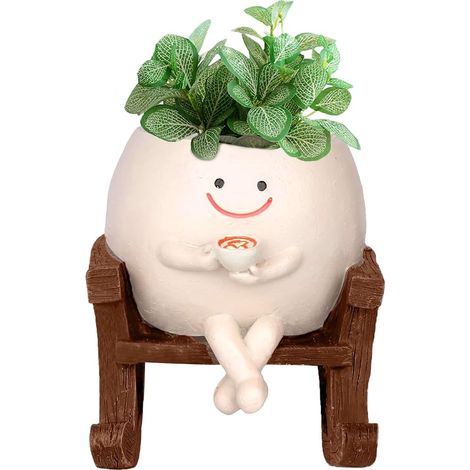Smiling Face Flower Pot Hanging Pots with Swing Face Funny for Succulent Plants (1/5)