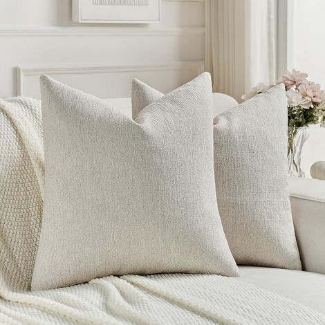 Housse de coussin extensible pour salon de jardin beige, 2 places (1/5)