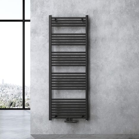 doporro Calefacción de baño diseño recto 160x60cm radiador tubular Antracita conexión central horizontal