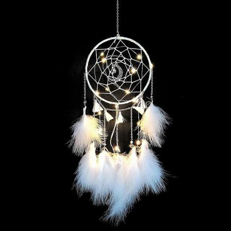 Attrape-rêves blanc, 16 x 55 cm, attrape-rêves fait main avec plumes, décoration à suspendre pour voiture ou chambre. (1/5)