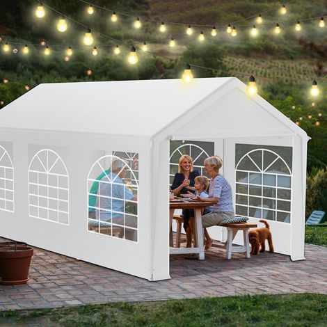 Partyzelt 3x6m Weiß, Wasserdicht & UV-beständig, mit Fenstern (1/5)