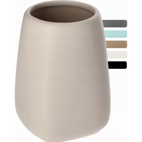 KADAX Badezimmerbecher, Zahnputzbecher aus Keramik, Beige, 1 Stück