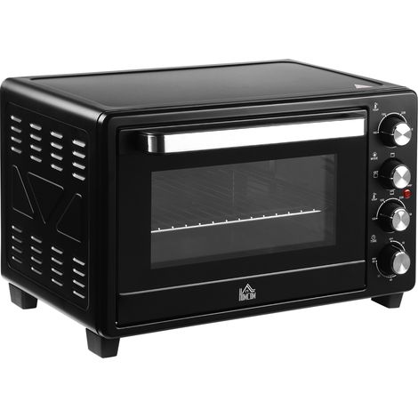Mini horno eléctrico 32L 1600W horno eléctrico con 3 modos de calor temporizador bandeja ajustable y temperatura regulable 52,2x38,1x33,5 cm negro
