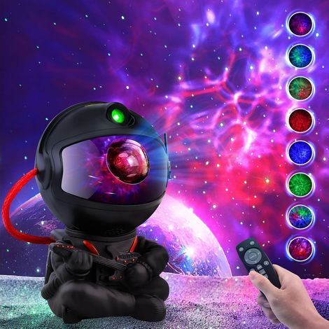 Projecteur de ciel étoilé astronaute, veilleuse LED de plafond avec minuteur et télécommande (noir) pour chambre ou salle de jeux (1/5)