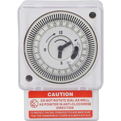 Horloge mécanique industrielle AC220V – Cycle 24h, intervalle 15 min – Coque PC ignifuge, étanche et résistante à la corrosion