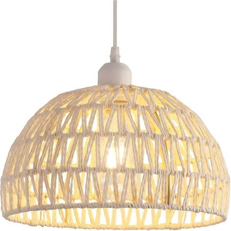 GOECO Suspension Luminaire en Rotin Moderne Lustre Abat-jour en Rotin Naturel E27 Lampe Suspendue Hauteur Réglable pour Cuisine Chambre Salon Caf (1/5)
