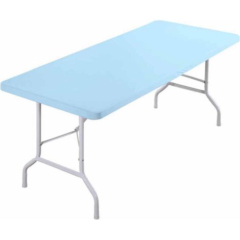 Elastische Tischdecke Spandex 243x76cm Denim-Blau, waschbar, faltbar