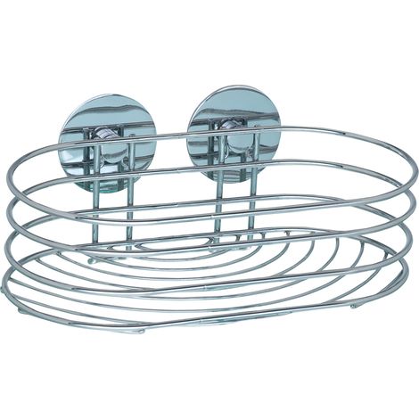 WENKO Etagère murale salle de bain, panier de douche fixation sans perçage Turbo-Loc®, design arrondi, acier, 23,5x10,5x13,5 cm, chromé (1/5)