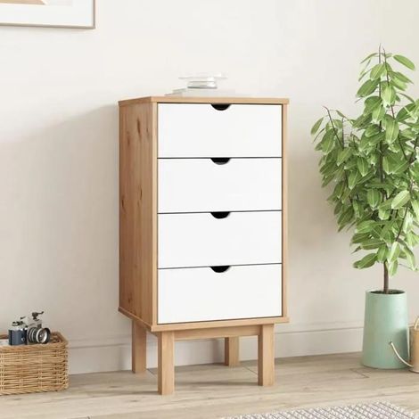 vidaXL Kommode OTTA 4 Schubladen aus Kiefernholz Weiß 45x39x90 cm