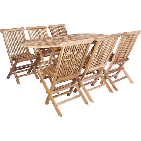 Gartenmöbel Set 7 Stk. Natur Massivholz Teak vidaXL (1/5)