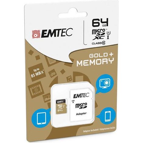Emtec microSDXC 64GB Class10 Gold+ mémoire flash (1/2)