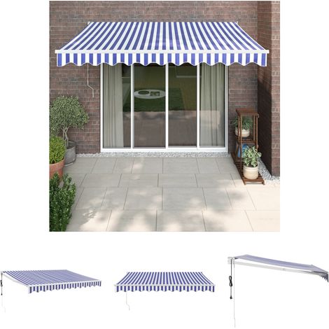 Markisenstoff - vidaXL Elektrische Markise mit Kurbel Blau und Weiß 3,5x2,5 m - Aluminiumrahmen (1/5)