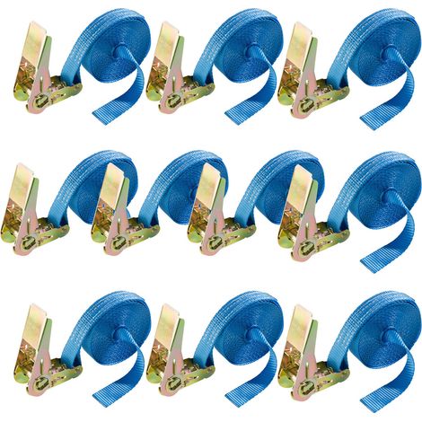 AREBOS 10 x Rachet Tie Down Straps CargoTrailer Tie Down Straps 1piece 6m x 25mm 800daN
