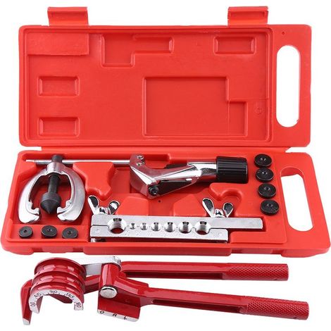 Kit d'évasement de tuyaux 11 pièces – Acier et alliage d'aluminium – Outils de pliage et coupe pour tubes en cuivre, laiton, aluminium (1/5)