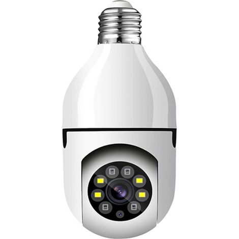 E27 Bulb Camera, 1080P Wireless PTZ Security Camera with E27 Bulb Connector, 360 Degree Panoramic, Auto Motion Tracking, Night Vision, Two-Way Audio