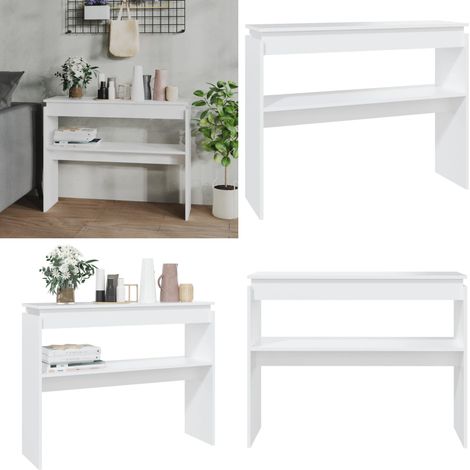 Table console blanc 102x30x80 cm bois d'ingénierie - Table Basse Blanche - Meuble D'entrée - Table D'appoint - Rangement Décoratif - Design Moderne - Home & Living (1/5)