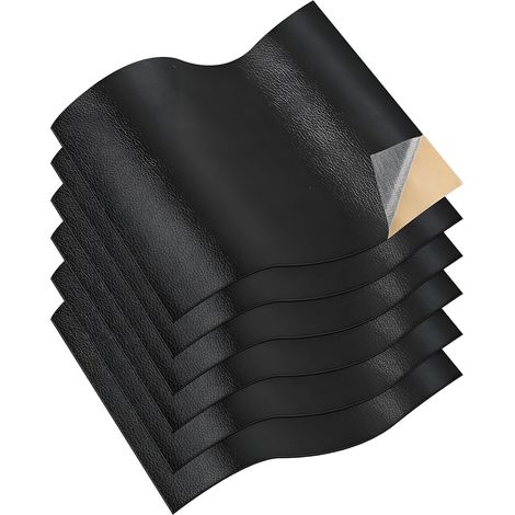 CCYKXA Self-adhesive faux leather, 20 x 30 cm, 6 pieces, black leather stickers for sofa repair, waterproof leather stickers, leather repair (1/5)