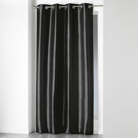 Homemaison – Rideau à œillets noir 240x140 cm – Shantung effet brillant – Lavable à 30°C – Pour intérieur contemporain (1/5)