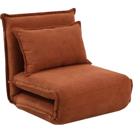 Chauffeuse convertible 3-en-1 en velours côtélé terracotta – GRACIE (1/5)